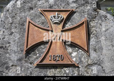 Croix de fer de 1870, château du roi Guillaume I. Salem, ancienne abbaye impériale, ancien monastère de l'ordre des cisterciens, Salem, lac de Constance, lac Const Banque D'Images