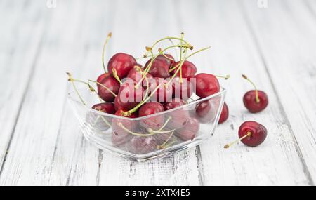 Gros plan sur une portion de cerises fraîches, mise au point sélective Banque D'Images