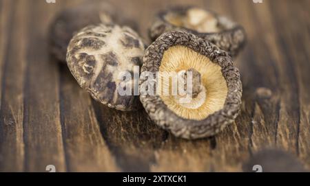 Certains des champignons shiitake (séché) comme détaillé close-up shot, selective focus Banque D'Images
