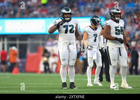 15 août 2024 ; Foxborough, ma, États-Unis; Darian Kinnard (72), lors du match de pré-saison de la NFL entre les Philadelphia Eagles et les New England Patriots à Foxborough, Massachusetts. Anthony Nesmith/CSM Banque D'Images