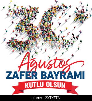 30 Ağustos Zafer Bayramı Kutlu Olsun. (Traduire : Joyeux 30 août jour de la victoire) Illustration de Vecteur