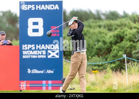 North Ayrshire, Écosse. 16 août 2024. La championne olympique Lydia Ko lors de sa 2e manche de l’ISPS HANDA Women’s Scottish Open 2024 à Dundonald Links. Crédit : Tim Gray/Alamy Live News Banque D'Images