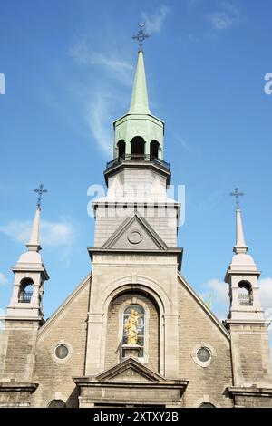 Détail de la façade de la chapelle notre Dame de Bonsecours à Montréal Banque D'Images