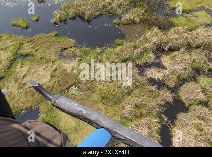 Safari en hélicoptère au Delta d'Okavango, au Botswana, pendant une belle journée ensoleillée Banque D'Images