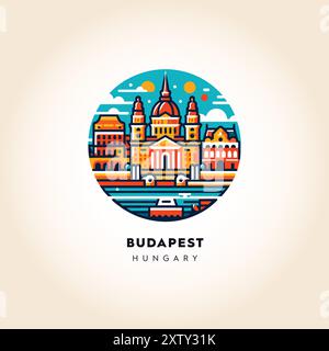 Grandeur de Budapest : illustration vectorielle colorée de la capitale hongroise Illustration de Vecteur