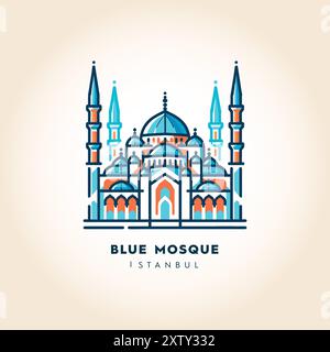 Illustration vectorielle minimale de la Mosquée bleue Illustration de Vecteur