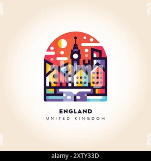 England Skyline : illustration vectorielle abstraite colorée Illustration de Vecteur