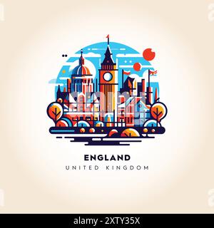 England Skyline : illustration vectorielle abstraite colorée Illustration de Vecteur