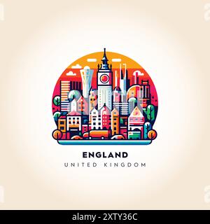 England Skyline : illustration vectorielle abstraite colorée Illustration de Vecteur