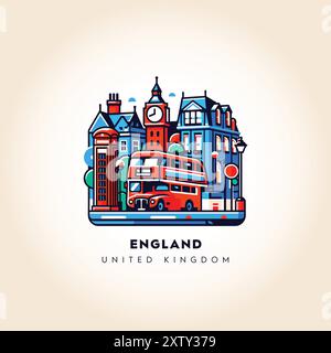 England Skyline : illustration vectorielle abstraite colorée Illustration de Vecteur