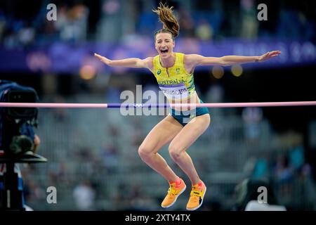 PARIS, FRANCE - 4 AOÛT 2024 : OLYSLAGERS Nicola, finale féminine de saut en hauteur, Jeux Olympiques 2024 Banque D'Images