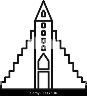 Illustration au trait de l'église hallgrimskirkja, un monument populaire et église paroissiale luthérienne à reykjavik, islande Illustration de Vecteur