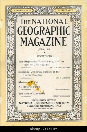 Publicité vintage « The National Geographic Magazine » numéro de juillet 1919, États-Unis Banque D'Images