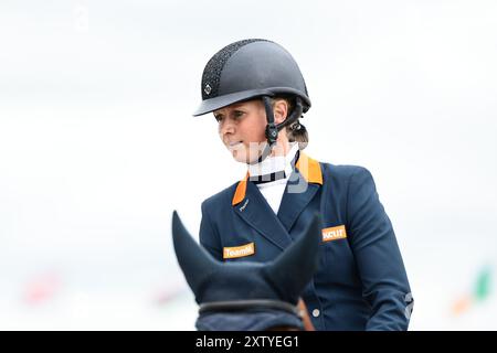 Renske KROEZE des pays-Bas avec Korella van de Watermolen lors du dressage du CCIO4*-NC-S · Prix Adeps au concours complet International d'Arville le 16 août 2024, Gesves, Belgique (photo de Maxime David - MXIMD Pictures) crédit : MXIMD Pictures/Alamy Live News Banque D'Images