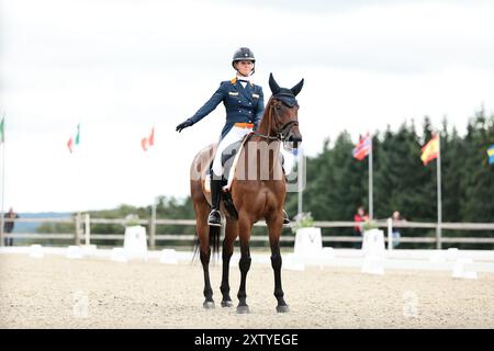 Renske KROEZE des pays-Bas avec Korella van de Watermolen lors du dressage du CCIO4*-NC-S · Prix Adeps au concours complet International d'Arville le 16 août 2024, Gesves, Belgique (photo de Maxime David - MXIMD Pictures) crédit : MXIMD Pictures/Alamy Live News Banque D'Images