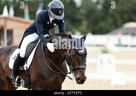 Molly EVANS d'Irlande avec Wellan Graffiti lors du dressage du CCIO4*-NC-S · Prix Adeps au concours complet International d'Arville le 16 août 2024, Gesves, Belgique (photo de Maxime David - MXIMD Pictures) crédit : MXIMD Pictures/Alamy Live News Banque D'Images