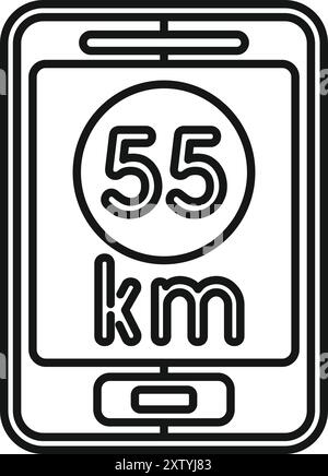 Vecteur simple montrant un smartphone affichant la limite de vitesse Illustration de Vecteur