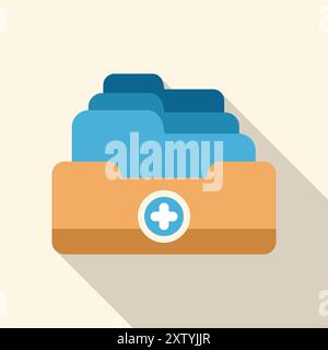 Dossier contenant les dossiers médicaux avec un signe plus, représentant les informations sur les soins de santé et le patient Illustration de Vecteur