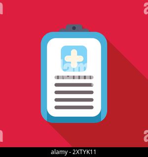 Presse-papiers de rapport médical affichant des informations sur les soins de santé avec un symbole de croix représentant les services de premiers secours et d'urgence Illustration de Vecteur