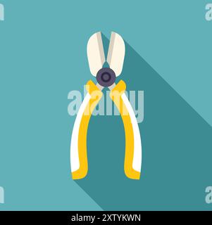 Pince jaune tenant avec poignées ouvertes grand, isolé sur fond bleu Illustration de Vecteur