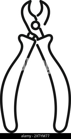 Icône de contour minimaliste d'une paire de pinces tenant un objet invisible Illustration de Vecteur