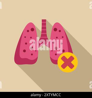 Concept d'arrêt du tabac montrant des poumons malsains avec une marque en croix Illustration de Vecteur