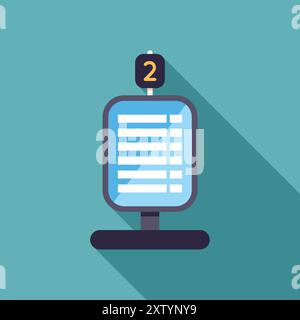 Tableau des arrivées et des départs de l'aéroport indiquant le vol numéro deux Illustration de Vecteur