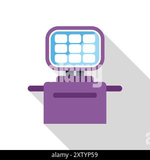 Panneau solaire générant de l'électricité et accumulant de l'énergie dans une batterie, icône de style plat avec une longue ombre Illustration de Vecteur