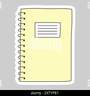 Autocollant avec copybook en spirale scolaire ou livre d'exercice, illustration vectorielle de style doodle Illustration de Vecteur