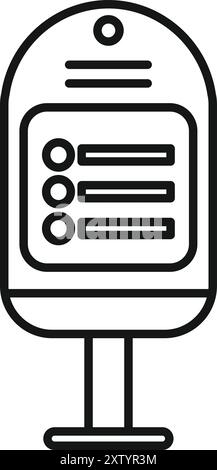 Icône linéaire d'un arrêt de bus montrant l'horaire avec trois lignes sur le stand Illustration de Vecteur
