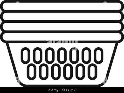 Icône simple d'un panier à linge débordant de vêtements Illustration de Vecteur