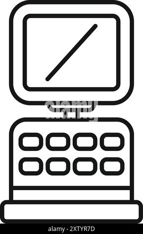 Icône de dessin au trait noir et blanc d'un appareil à ultrasons, couramment utilisé dans les hôpitaux et les cliniques Illustration de Vecteur