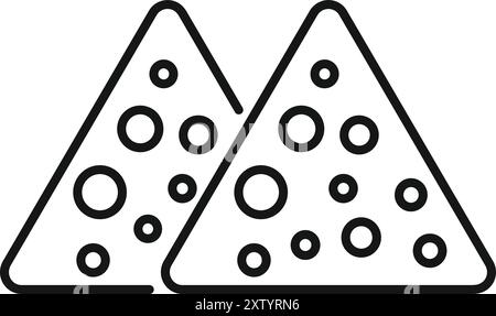 Simple dessin de fromage utilisant seulement un contour noir et un remplissage blanc pour une utilisation dans les menus ou pour les blogs de fromage Illustration de Vecteur