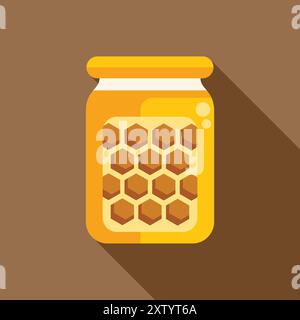 Icône simple mais attrayante d'un pot de miel, avec un motif en nid d'abeilles qui souligne l'origine naturelle du produit Illustration de Vecteur