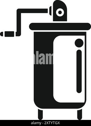 Ancienne machine à laver avec un mécanisme rotatif actionné par une poignée Illustration de Vecteur