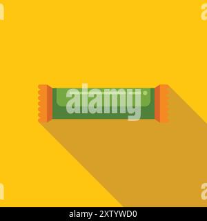 Icône de barre de chocolat verte dans un style plat sur un fond jaune Illustration de Vecteur