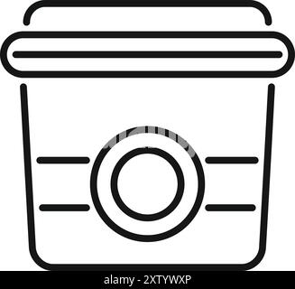 Icône vectorielle d'art de ligne simple d'une tasse à café jetable avec un couvercle, parfait pour représenter des boissons à emporter et des cafés Illustration de Vecteur