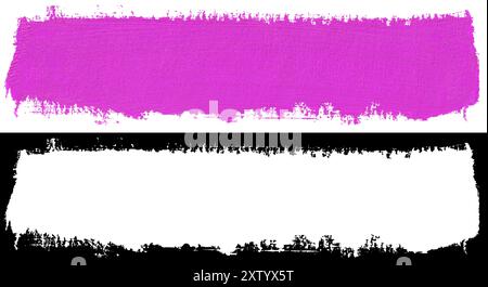 Trait violet de texture de peinture isolé sur fond blanc avec masque de découpe (canal alpha) pour une isolation rapide. Banque D'Images
