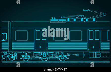 Illustration vectorielle stylisée d'une ville ​​train gros plan Illustration de Vecteur