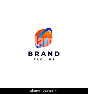 Deux flèches autour du logo cercle. Symbole de cercle et deux flèches icône logo Design. Illustration de Vecteur