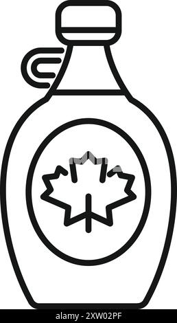 Dessin simple d'une bouteille de sirop d'érable avec une feuille d'érable, parfait pour représenter les produits canadiens Illustration de Vecteur