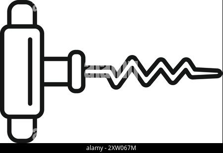 Icône de ligne simple d'un tire-bouchon utilisé pour ouvrir des bouteilles de vin Illustration de Vecteur