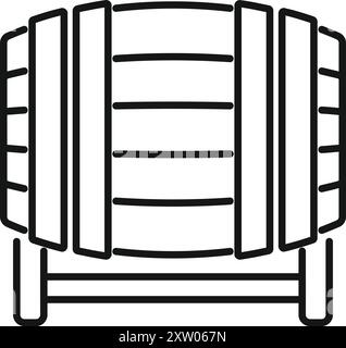 Le fût en bois classique est debout sur un support, potentiellement utilisé pour le vieillissement du vin ou de la bière Illustration de Vecteur