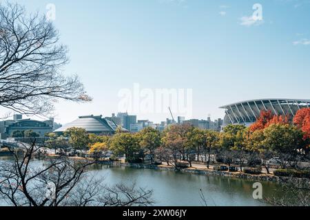 Hiroshima vue sur la ville et parc du château à Hiroshima, Japon Banque D'Images