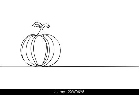 Illustration vectorielle de l'illustration d'art de ligne de citrouille singe d'Halloween. Vecteur d'art de ligne de citrouille d'Halloween. Dessin au trait continu de citrouille mûre Illustration de Vecteur