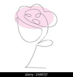Continue simple une ligne rose design dessinée à la main roses dessin dessin illustration d'art de ligne Illustration de Vecteur