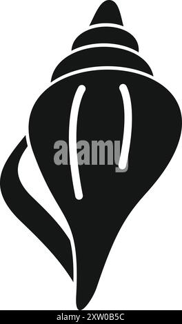 Icône de glyphe noir représentant un coquillage avec un motif en spirale, souvent trouvé sur les plages Illustration de Vecteur