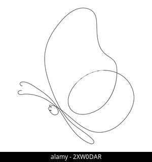 Illustration de dessin d'art de contour de papillon volant d'une ligne continue Illustration de Vecteur
