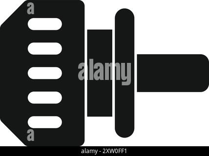 Icône de silhouette noire d'un alternateur de générateur de voiture, une pièce cruciale assurant une alimentation stable en électricité pour diverses fonctions du véhicule Illustration de Vecteur