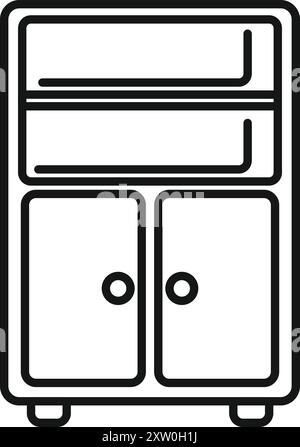 Graphique vectoriel minimaliste d'une armoire de cuisine avec étagères et portes, parfait pour représenter le stockage et l'organisation Illustration de Vecteur